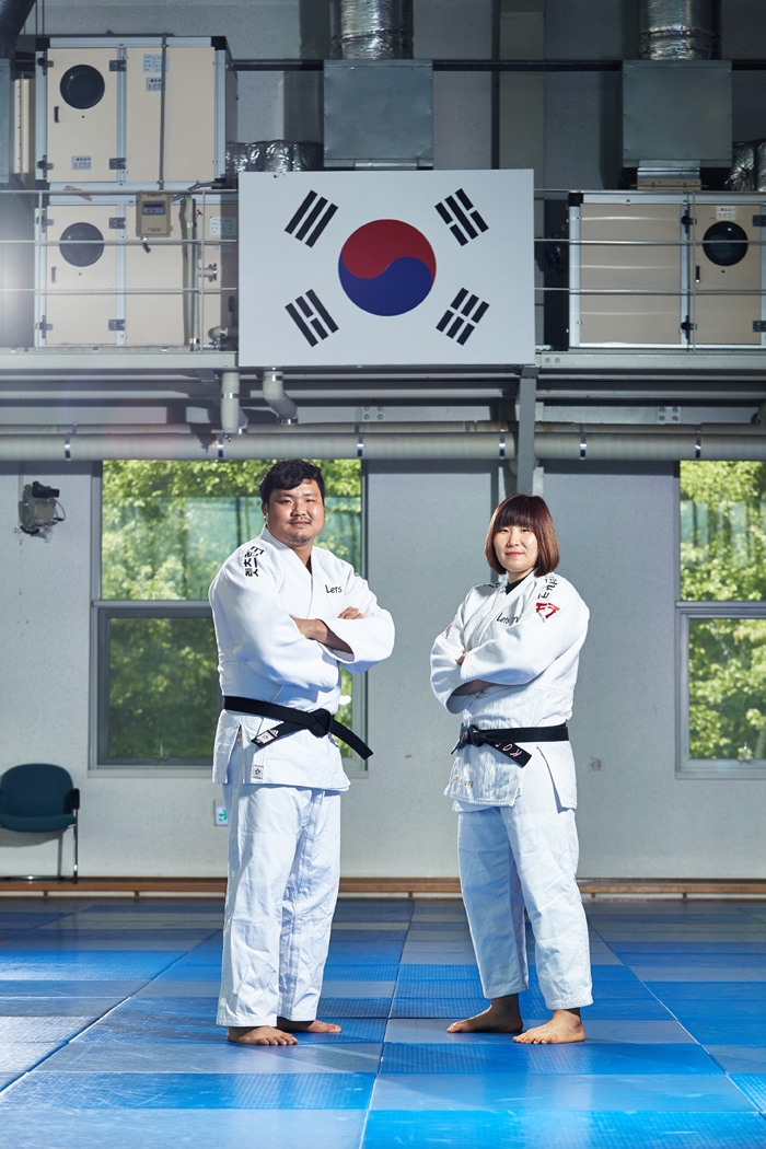 왼쪽부터 마사회 렛츠런 유도단 김성민, 김민정 선수 (사진=마사회)