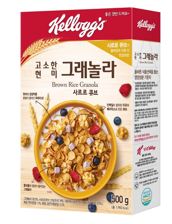 농심켈로그 사르르 큐브 현미 그래놀라.(사진=농심켈로그)