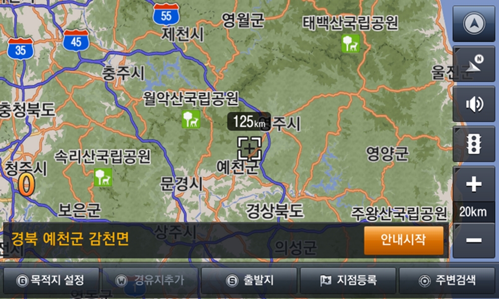 192개 로드킬 주의 지점에 속하는 각 국립공원 도로 해당 구간 주행 시 로드킬 주의구간 안내.(사진=현대엠엔소프트)