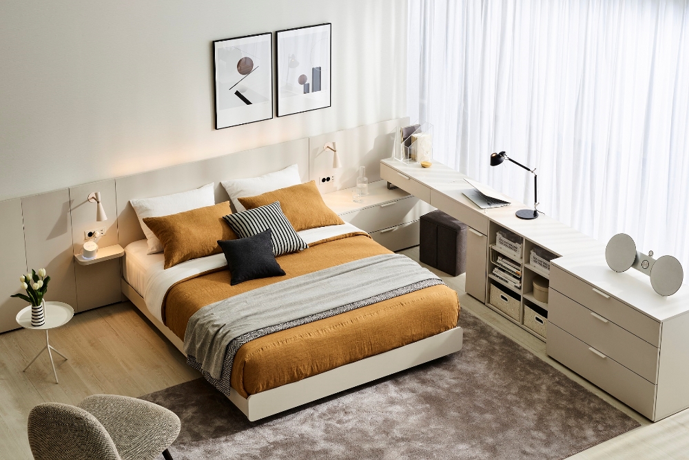 한샘 호텔침대 '유로 501 코튼그레이' 'ㄱ자형'. (사진=한샘)