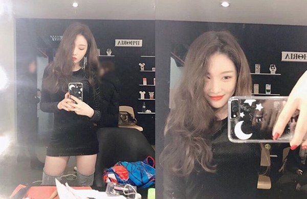 청하, '긴 웨이브진 머리 늘어뜨린 채...부러질듯 여리여리 가느다람'