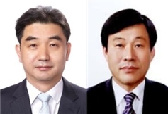 신보 신임 상임이사로 선임된 채원규 전 서울서부영업본부장(왼쪽)과 최창석 전 충청영업본부장. (사진=신용보증기금)