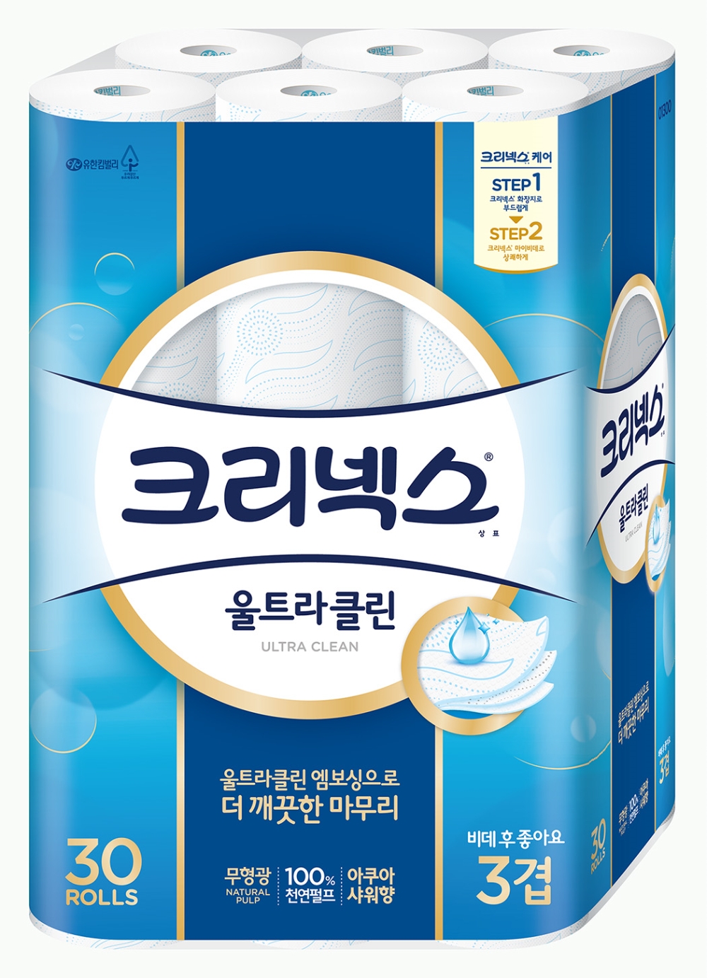 새로운 기술의 엠보싱을 적용한 ‘크리넥스 울트라 클린’ (사진=유한킴벌리)