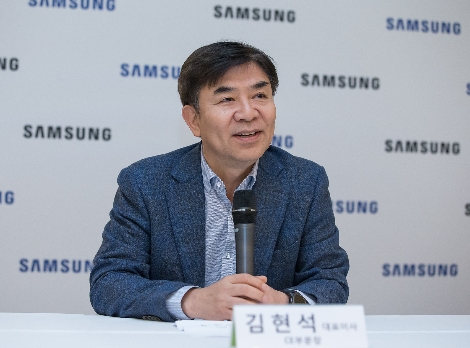 IFA 2018 개막에 앞서 열린 삼성전자 국내 기자 간담회에서 삼성전자 CE부문장 김현석 대표이사가 발표하고 있다. (사진=삼성전자)