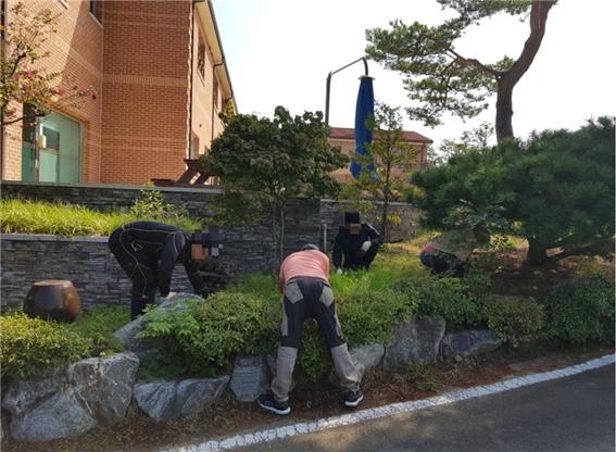 사회봉사대상자들이 환경정화 활동을 벌이고 있다. (사진제공=포항준법지원센터)