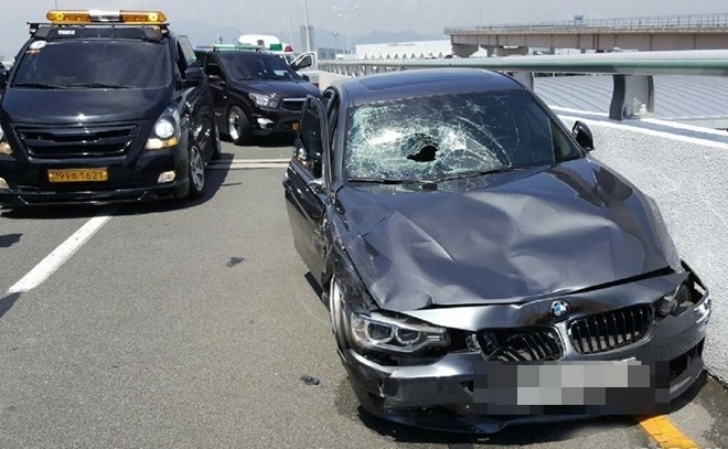 피고인 운전의 BMW차량.(사진제공=부산지방경찰청)