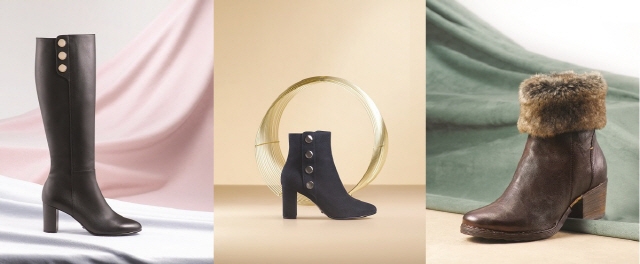 사진=금강제화 르느와르 롱 부츠, 르느와르 미디 부츠, 랜드로바 퍼 부츠.