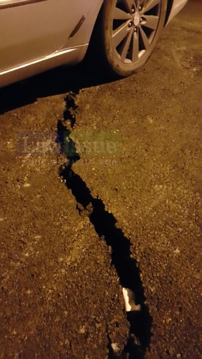 산복도로 균열 및 도로침하 발생.(사진제공=부산지방경찰청)