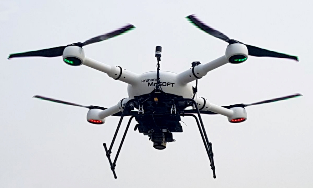 현대엠엔소프트가 정밀지도 구축에 활용하는 ‘정밀지도 구축용 드론’.(사진=현대엠엔소프트)