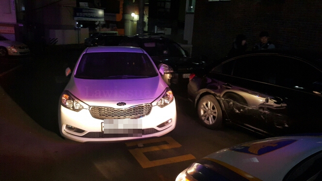 주차중인 차량을 3대를 추돌한 가해차량.(사진제공=부산지방경찰청)