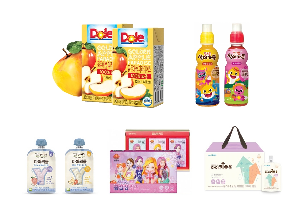 사진 왼쪽 상단부터 시계방향으로 돌(Dole)코리아, 롯데칠성음료, 천호엔케어, 동원F&B, 상하목장.(사진= 돌코리아)