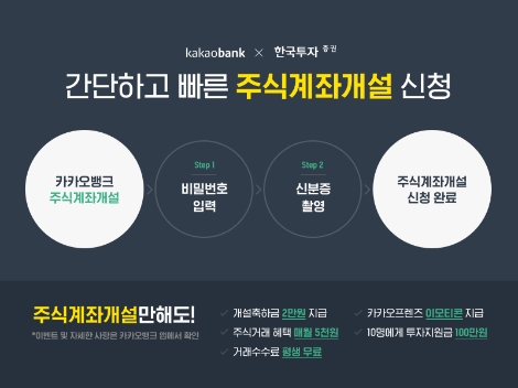 카카오뱅크가 출시한 앱 내 주식계좌개설 서비스 안내 이미지. 사진=한국카카오은행