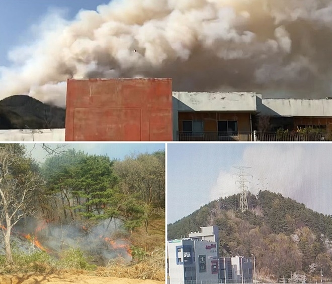 해운대 운봉산에 산불이 발생.(사진제공=부산경찰청)