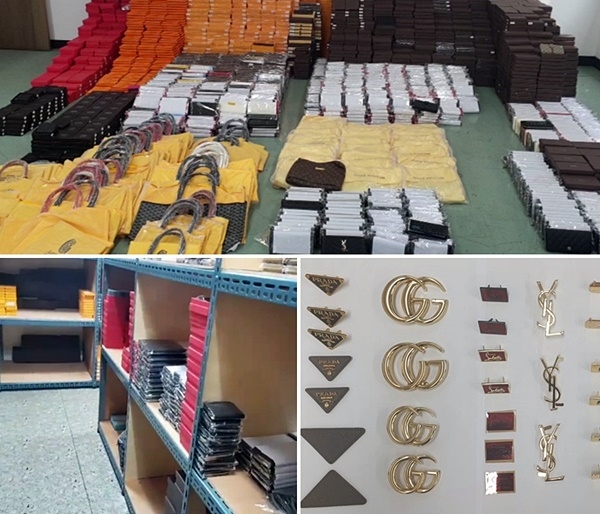 비밀창고 및 압수한 짝퉁제품.(사진제공=부산경찰청)