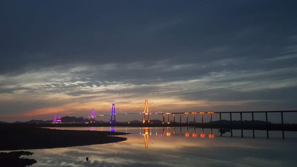 천사대교 현수교 구간 전경.(사진=대림산업)