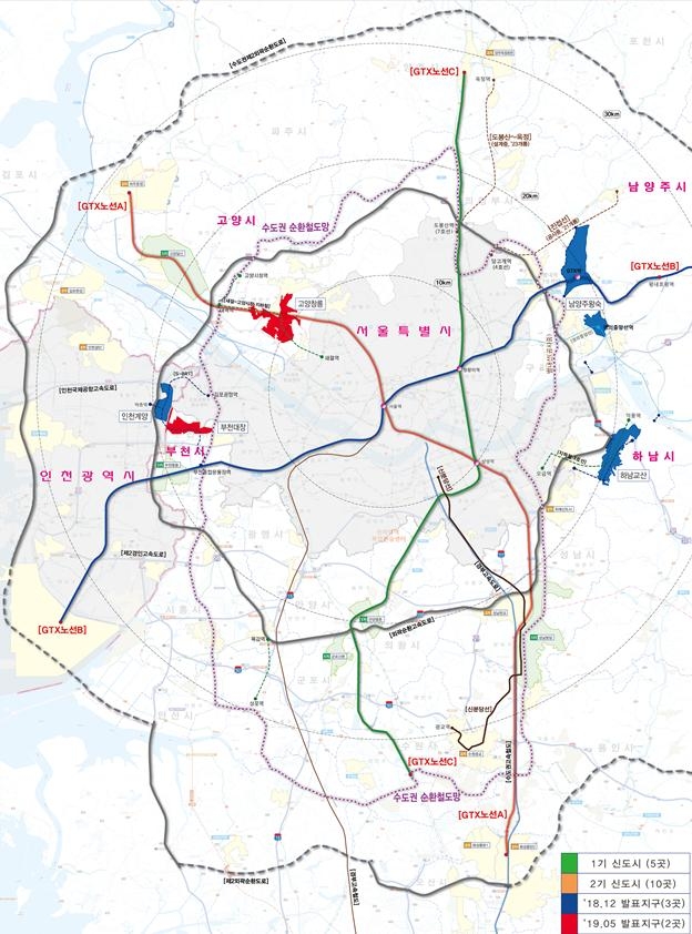 3기 신도시 위치도.