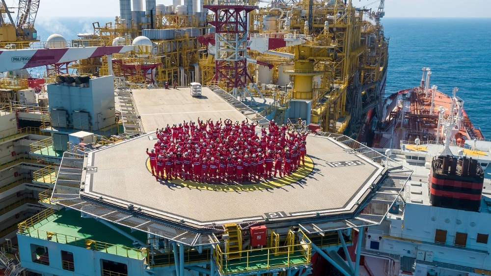 프렐류드 FLNG 첫 LNG 생산 개시 전경.(사진=한국가스공사)