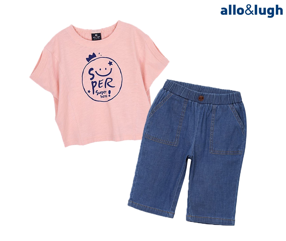 알로앤루 ‘세상편한데 세상예뻐 티셔츠’, ‘트러스트 8부 데님바지’.(사진=제로투세븐)