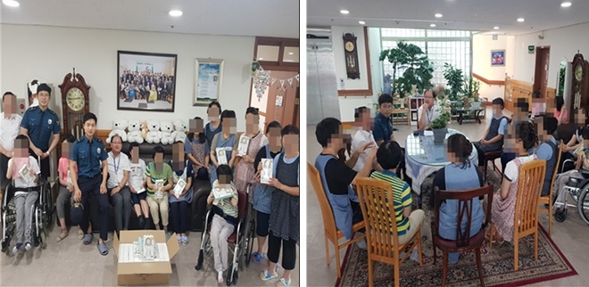장애인성폭력 예방교육을 하고 기념촬영.(사진제공=창원중부경찰서)
