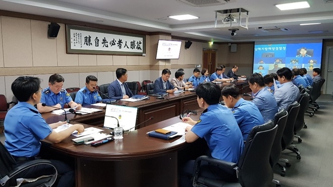 제8호 태풍 프란시스코 북상에 따라 연안안전사고 위험예보제를 발령하고 예방활동에 만전을 기하고 있다.(사진제공=울산해양경찰서)