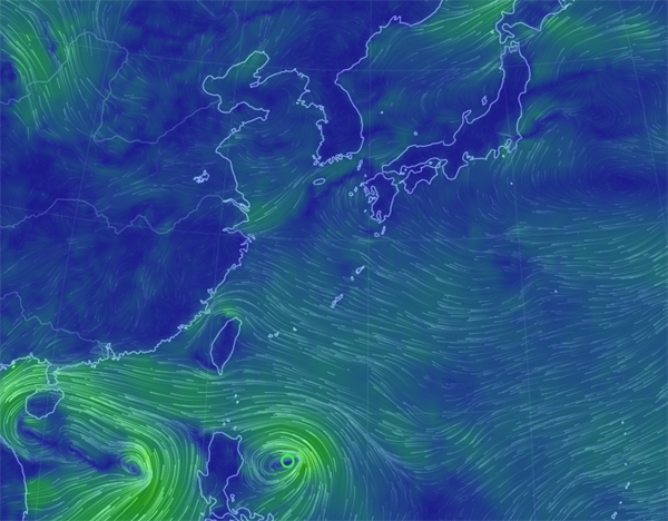 13호 태풍 ‘링링’이 올라옴에 따라 관심이 예상진로 등에 대한 관심이 급증하고 있다 / 출처 구글어스눌스쿨캡쳐