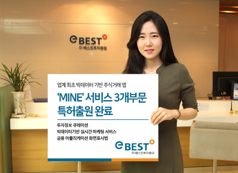 이베스트의 'MINE' 서비스 내 3개부문 특허출원 안내 이미지. 사진=이베스트투자증권