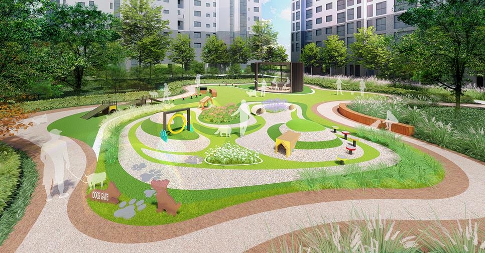 반려동물 놀이터 ‘포레나 펫 파크’.(사진=한화건설)