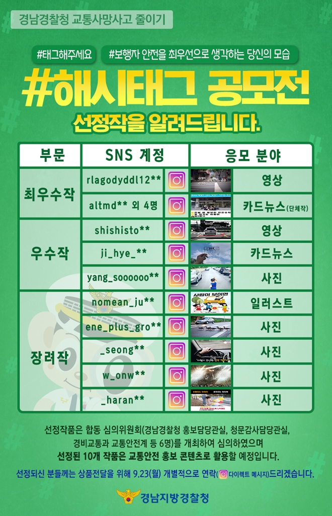 #해시태그 공모전 선정작.(제공=경남경찰청)