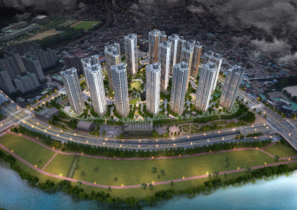 도마 e편한세상 포레나 동측조감도.(사진=대림산업)