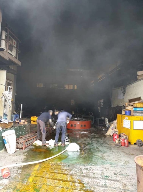 도금전문업체 화재현장.(사진제공=부산경찰청)