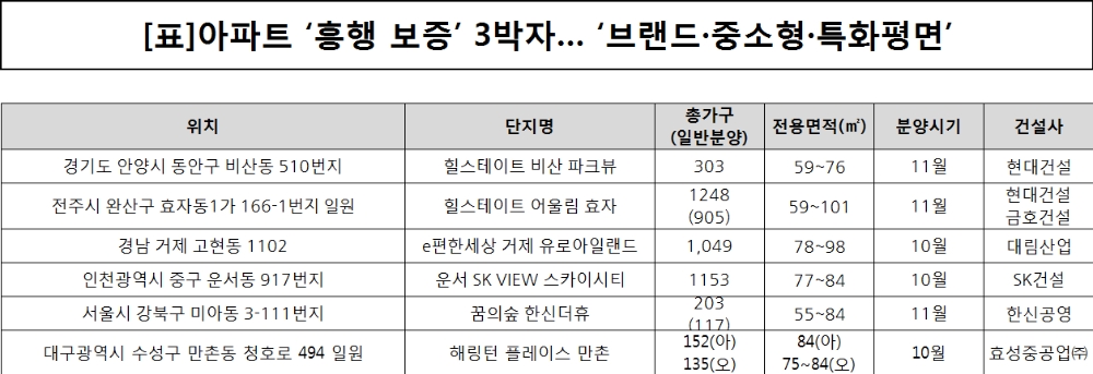 아파트 ‘흥행 보증’ 3박자…‘브랜드·중소형·특화평면’