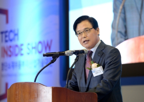 KOTRA가 지난 30일부터 이틀동안 일산 킨텍스에서 ‘커넥트 이노베이션 코리아(CIK) 2019’를 개최했다. 권평오 KOTRA 사장이 'CIK 2019' 개막식에서 환영사를 하고 있다. 사진=KOTRA