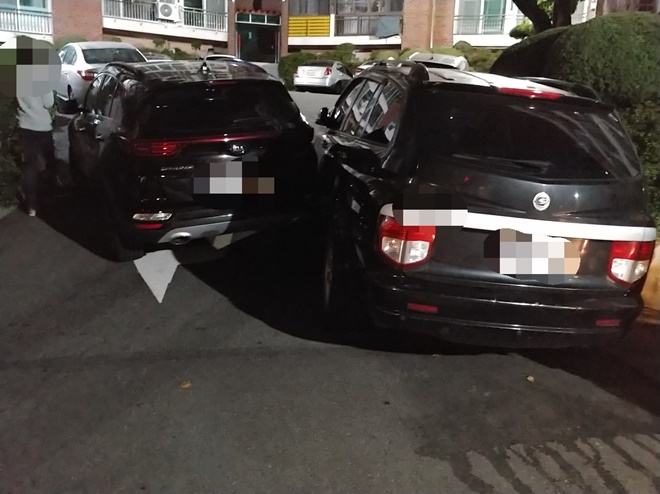 음주주차사고 현장.(사진제공=부산경찰청)