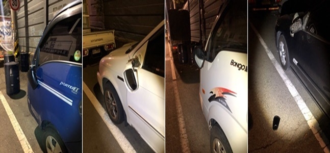 사이드미러 손괴현장.(사진제공=부산경찰청)