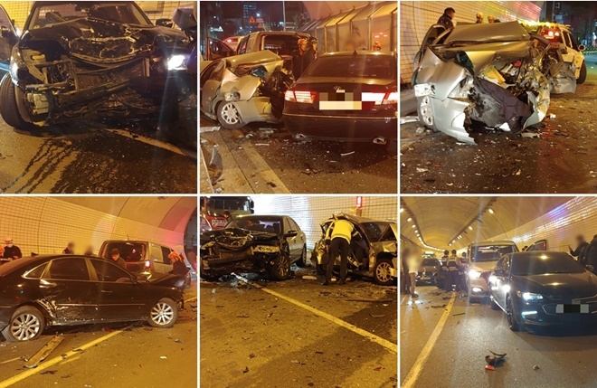 추돌사고현장.(사진제공=부산경찰청)