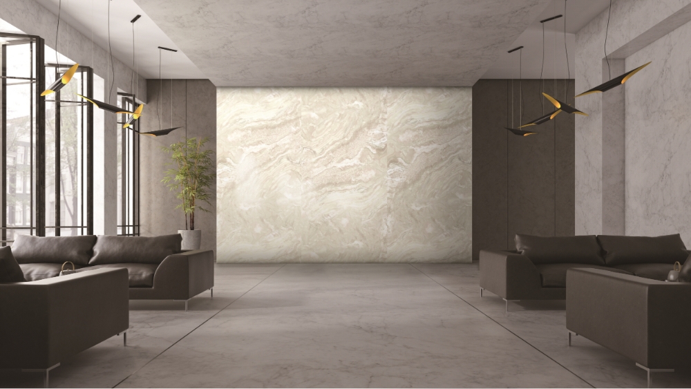 'LG Z:IN(LG지인) 준불연 시트' 오닉스 마블(Onix Marble) 패턴이 적용된 공간 모습.(사진=LG하우시스)