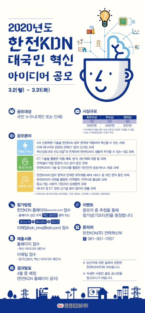 한전KDN이 오는 31일까지 '2020년도 한전KDN 대국민 혁신 아이디어 공모'를 시행한다. 사진=한전KDN