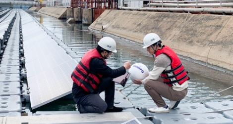 보령발전본부 내 자가발전식 위치추적 스마트 부이 현장테스트. 사진=중부발전