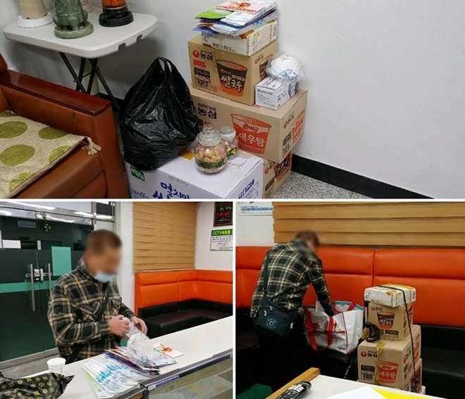 부산 중구 부평파출소에 도착한 아름다운 기부.(사진제공=부산경찰청)