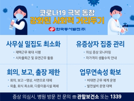 동서발전, 강화된 사회적 거리두기 동참