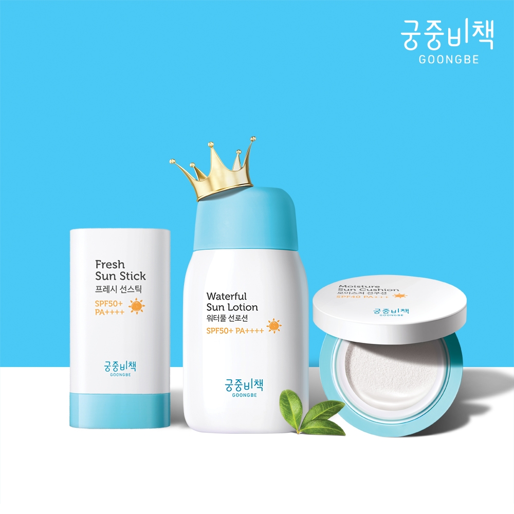궁중비책 ‘(좌)프레시 선스틱’, ‘(가운데)워터풀 선로션’, ‘(우)모이스처 선쿠션’