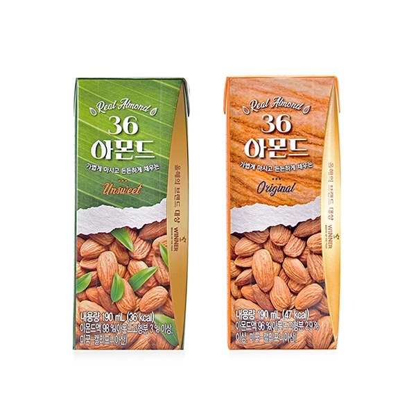 삼육두유, 아몬드 음료 ‘36아몬드’ 아몬드 오리지널, 언스위트 2종 출시
