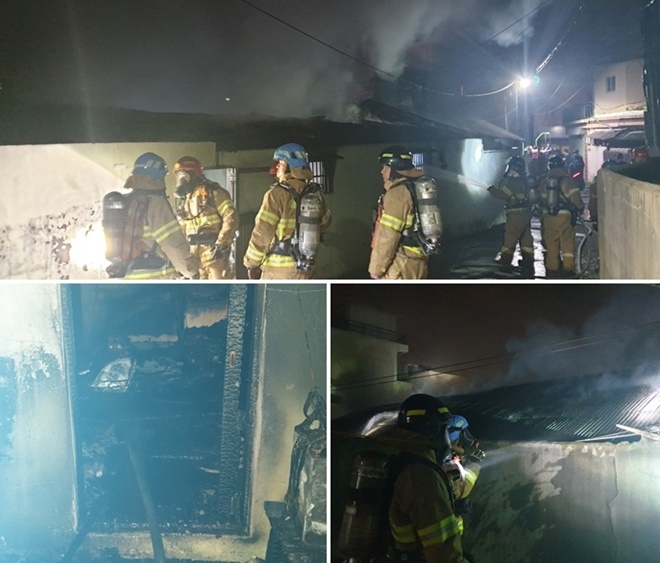 부산진구 당감동 다가구주택 화재현장.(사진제공=부산경찰청)