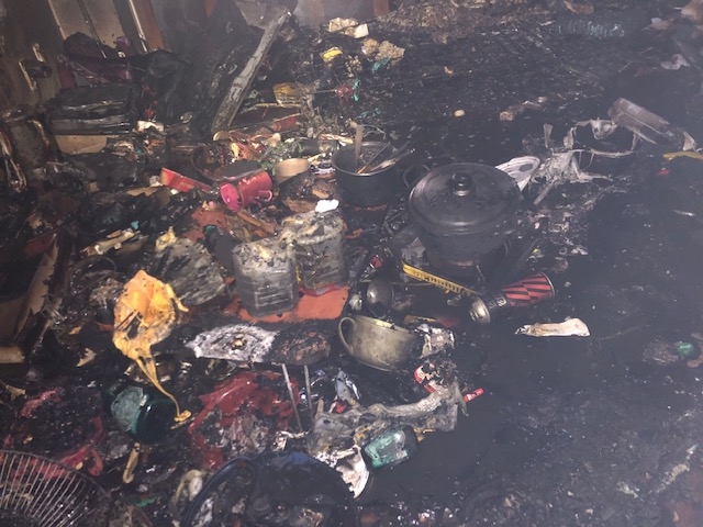 16일 오전 울산 남구 달동 한 아파트 주거지에서 휴대용가스레인지를 이용해 조리하다 화재.(사진제공=울산소방본부)