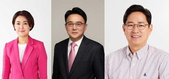 (사진왼쪽부터 황보승희·김희곤·박수영 국회의원).(사진제공=미래통합당부산시당)