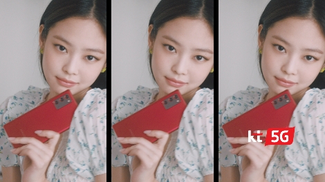 KT의 갤럭시노트20 광고모델인 블랙핑크 제니가 갤럭시노트20을 소개하고 있다. 사진=KT