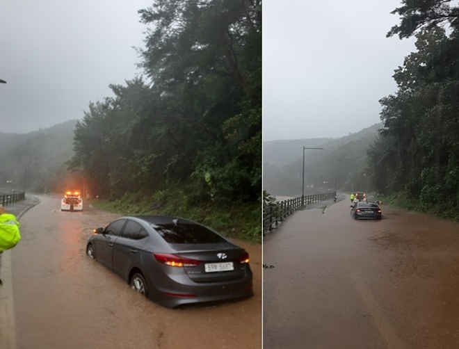 울주군 상북면 차량침수(운전자1명 자력대피)