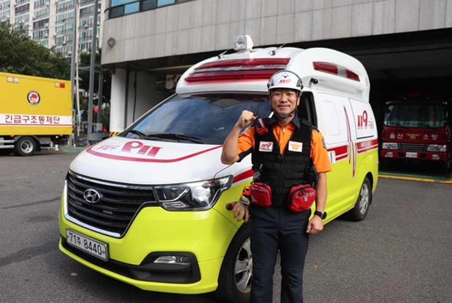제2회 생명보호 구급대상 수상 울산남부소방서 이형주 소방장.(사진제공=울산시)