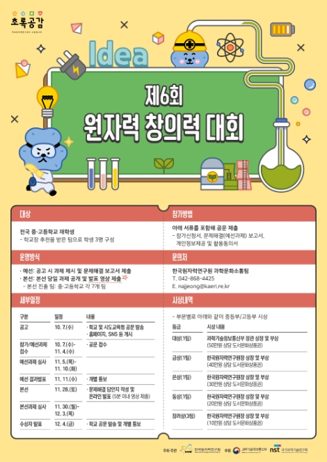 원자력연구원, 전국 중고생 대상 ‘제6회 원자력 창의력 대회’ 개최