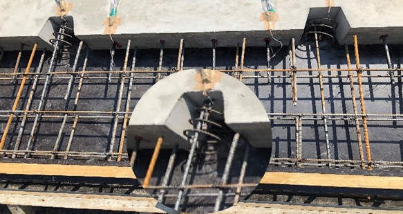 리모델링 슬래브 신구 접합부 연결공법.(사진=포스코건설)